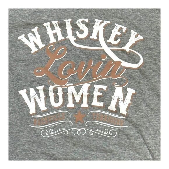 Whiskey Lovin Women Baseball Tee Raglan Gray Black Tshirt Tee Large 3/4 sleeve - Picture 2 of 5
